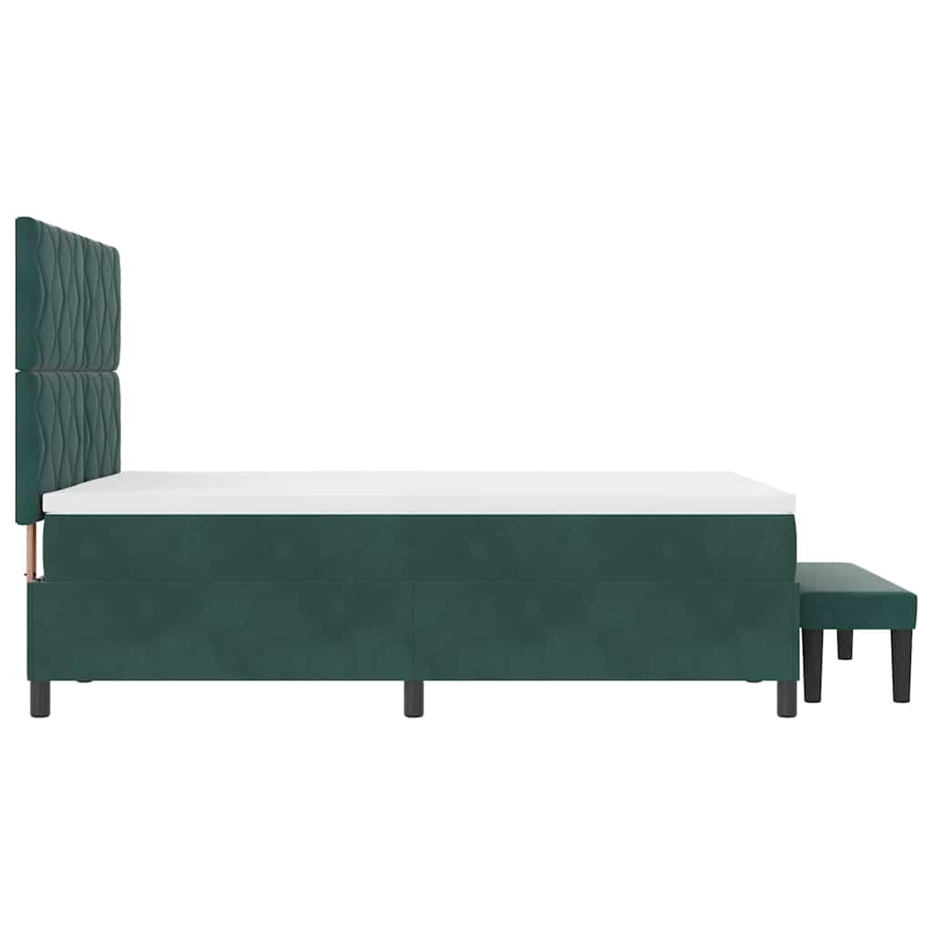 Lit à ressorts avec tête de lit Vert foncé 200 x 140 cm Velours - XIOS