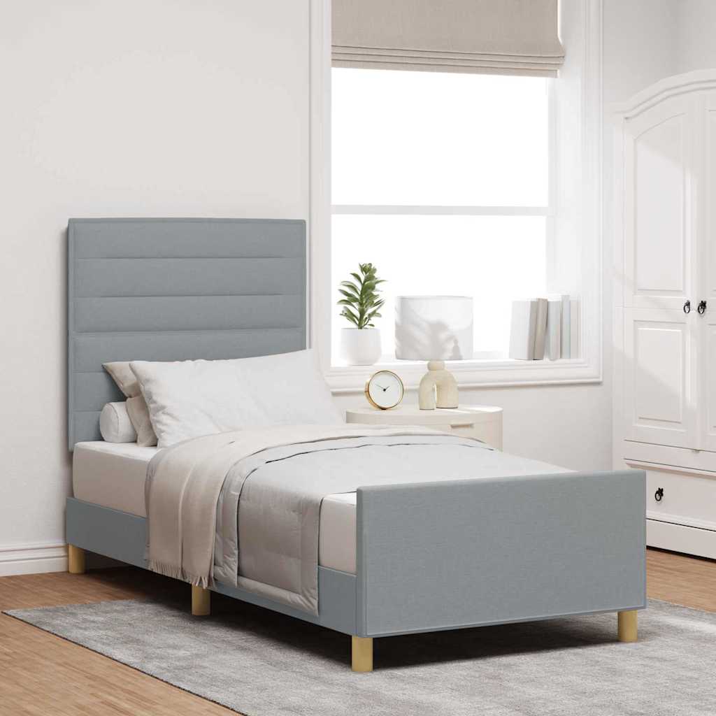 Cadre de lit avec tête de lit Gris clair 80 x 200 cm tissu - XIOS