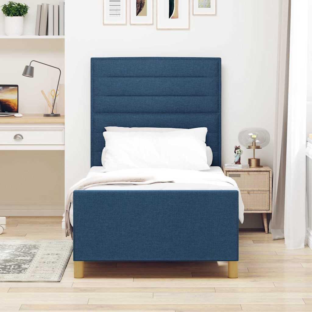 Cadre de lit avec tête de lit Bleu 90 x 190 cm tissu - XIOS
