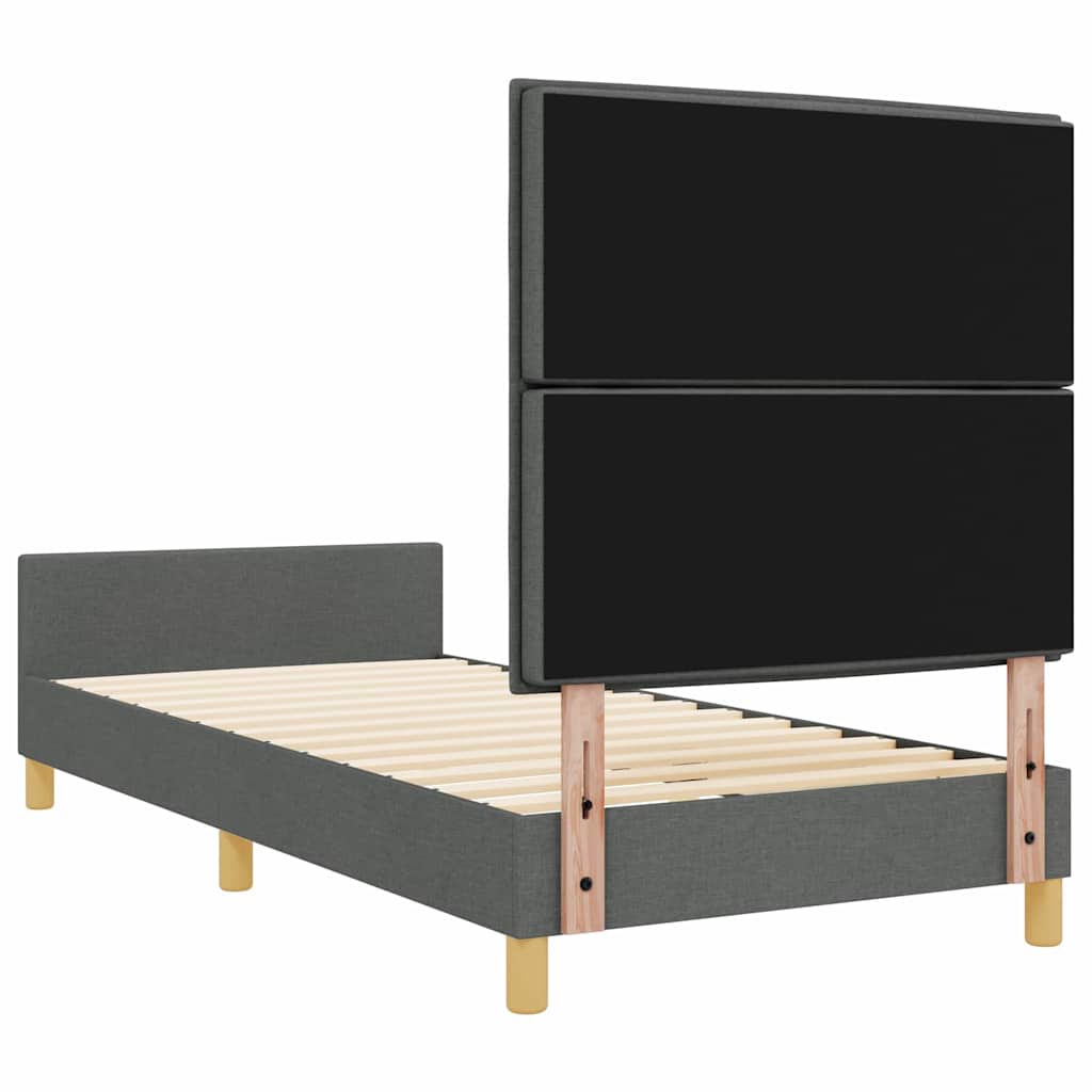 Cadre de lit avec tête de lit Gris foncé 90 x 200 cm tissu - XIOS