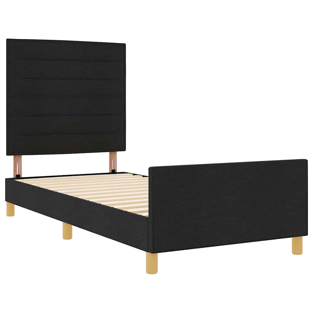 Cadre de lit avec tête de lit Noir 90 x 200 cm tissu - XIOS