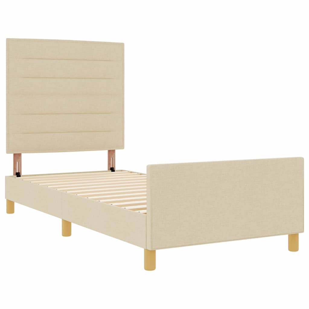 Cadre de lit avec tête de lit Crème 90 x 200 cm tissu - XIOS