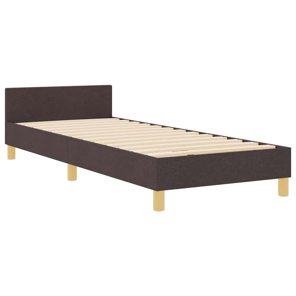 Cadre de lit avec tête de lit Marron foncé 100 x 200 cm tissu - XIOS