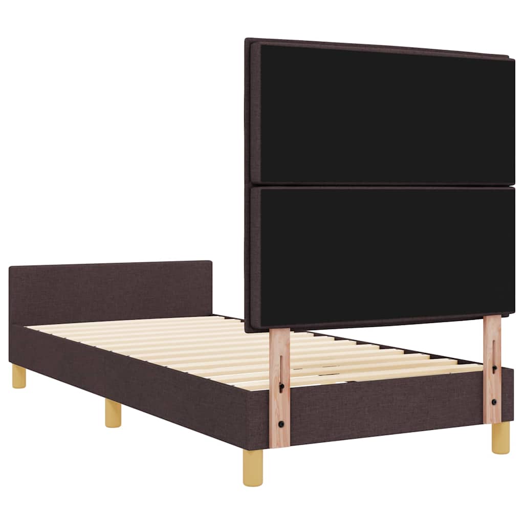 Cadre de lit avec tête de lit Marron foncé 100 x 200 cm tissu - XIOS
