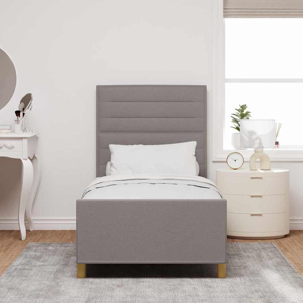 Cadre de lit avec tête de lit Taupe 100 x 200 cm tissu - XIOS