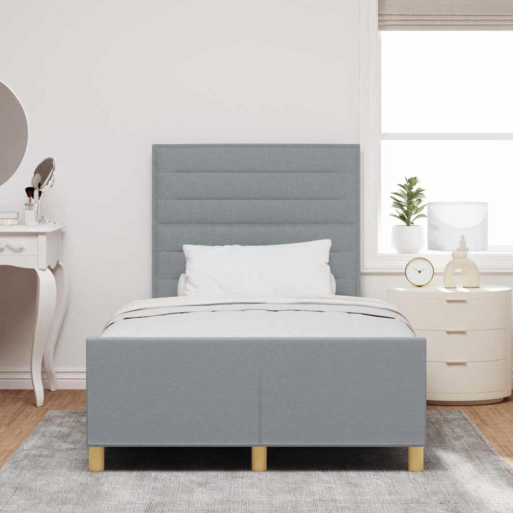 Cadre de lit avec tête de lit Gris clair 120 x 190 cm tissu - XIOS