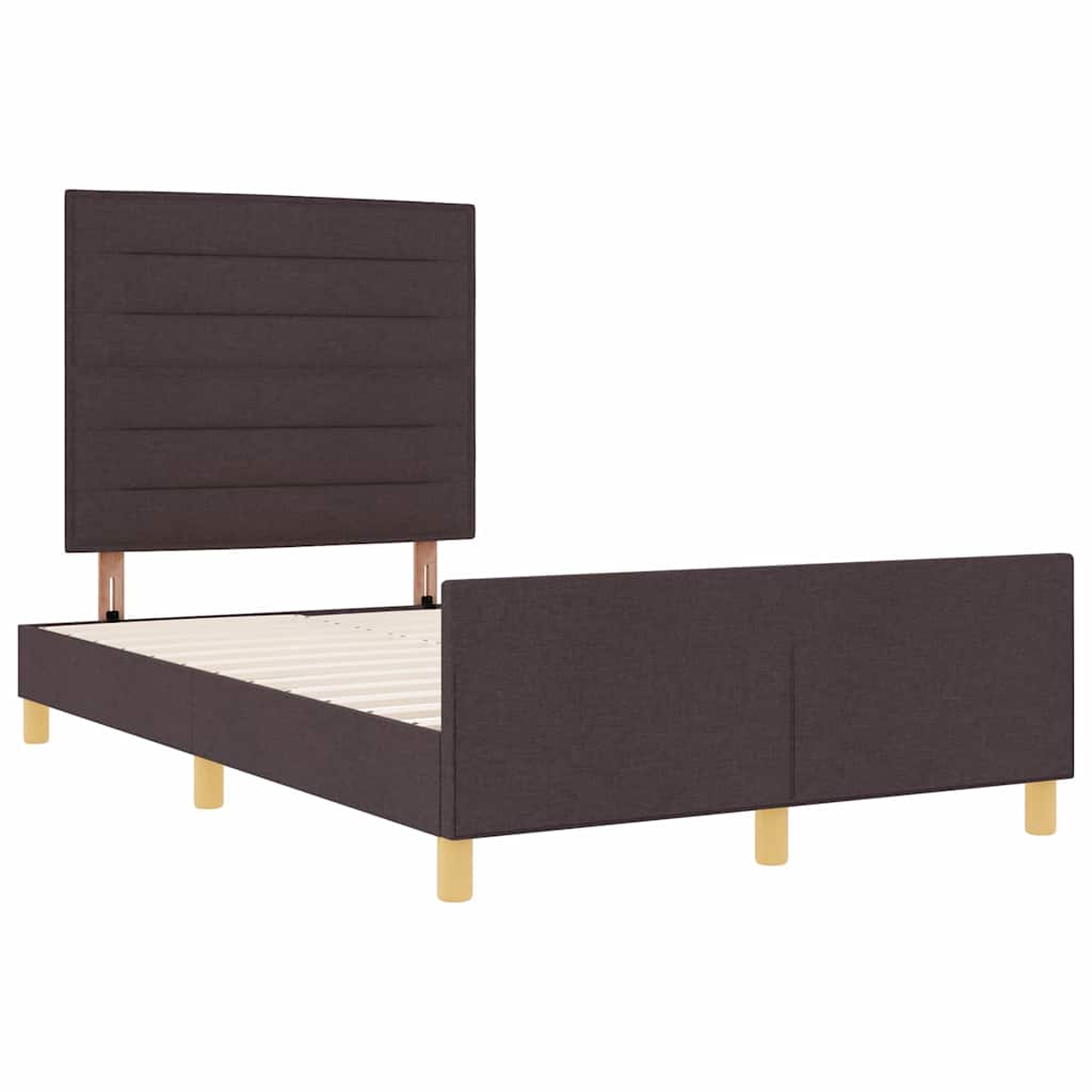 Cadre de lit avec tête de lit Marron foncé 120 x 190 cm tissu - XIOS