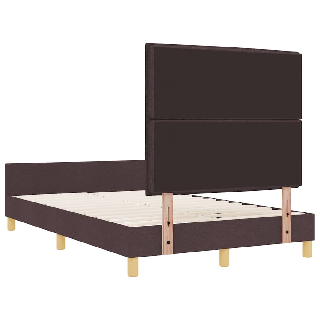 Cadre de lit avec tête de lit Marron foncé 120 x 190 cm tissu - XIOS
