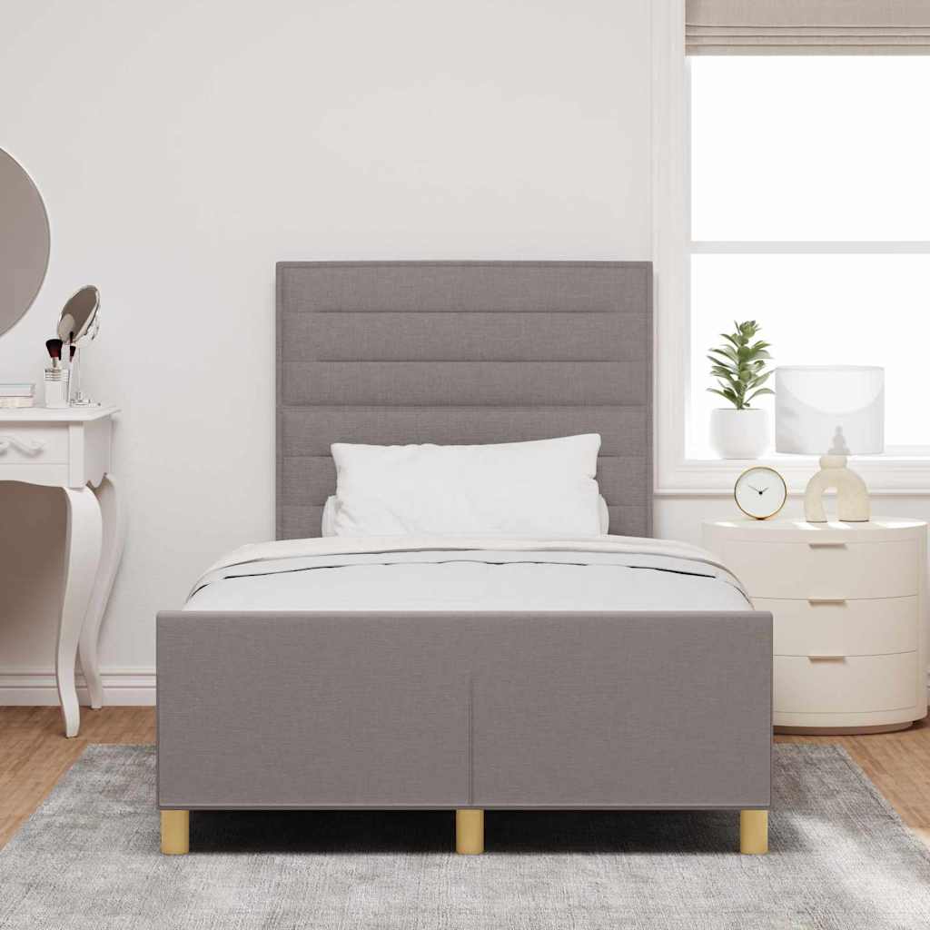 Cadre de lit avec tête de lit Taupe 120 x 190 cm tissu - XIOS