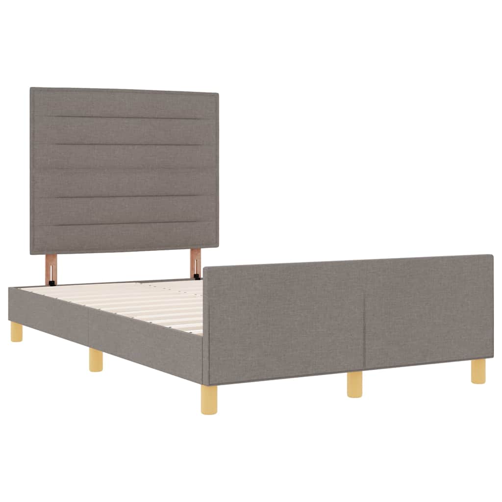 Cadre de lit avec tête de lit Taupe 120 x 190 cm tissu - XIOS