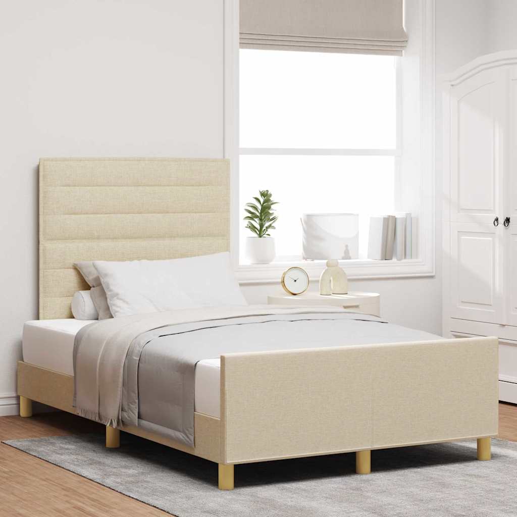Cadre de lit avec tête de lit Crème 120 x 190 cm tissu - XIOS