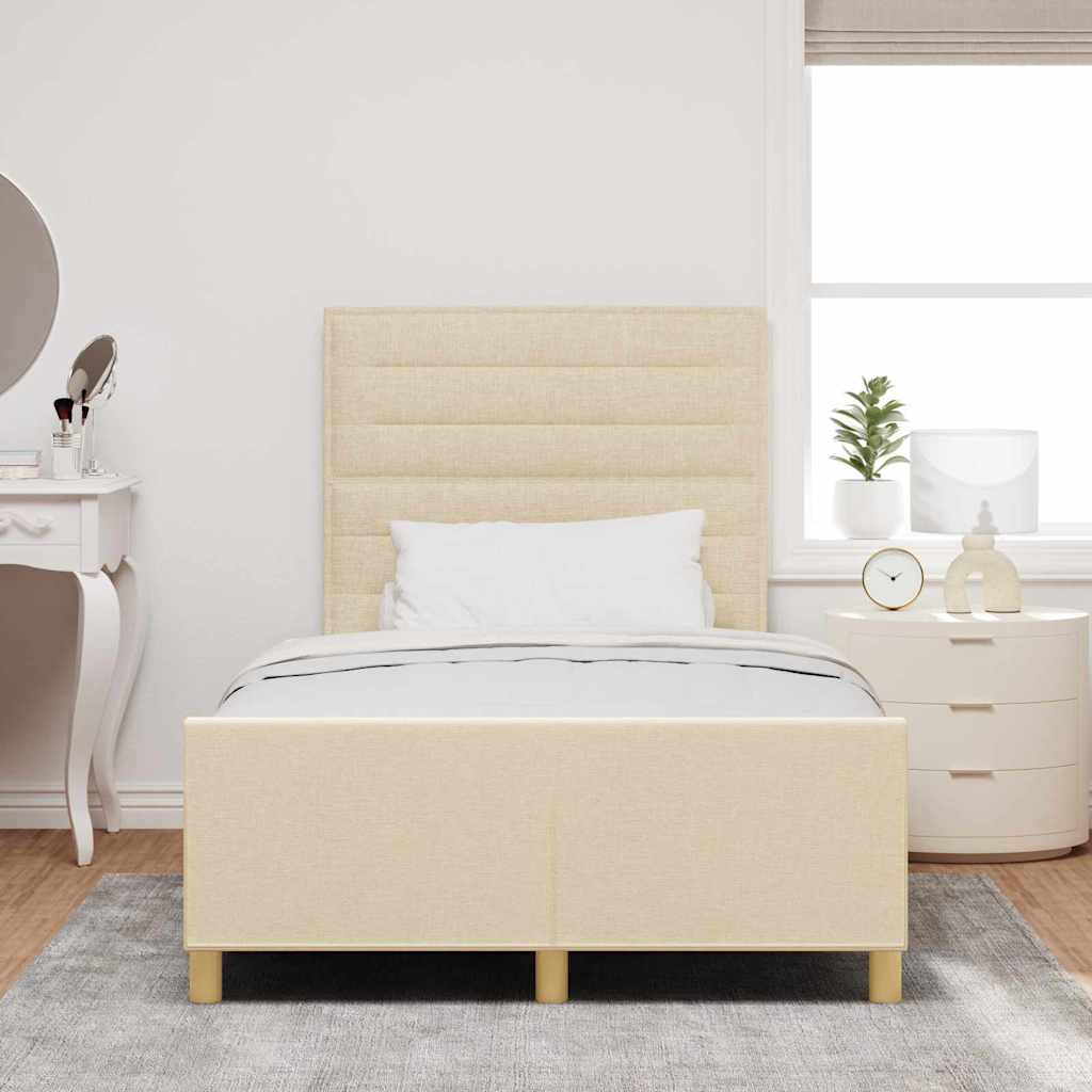 Cadre de lit avec tête de lit Crème 120 x 190 cm tissu - XIOS