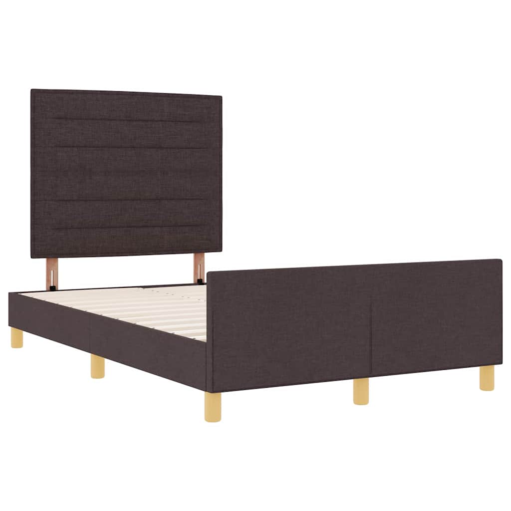 Cadre de lit avec tête de lit Marron foncé 120 x 200 cm tissu - XIOS