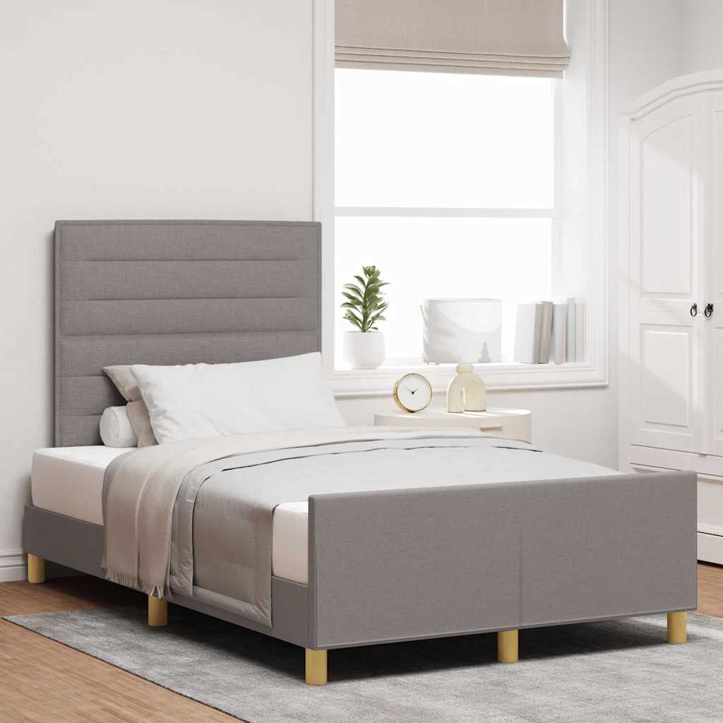 Cadre de lit avec tête de lit Taupe 120 x 200 cm tissu - XIOS