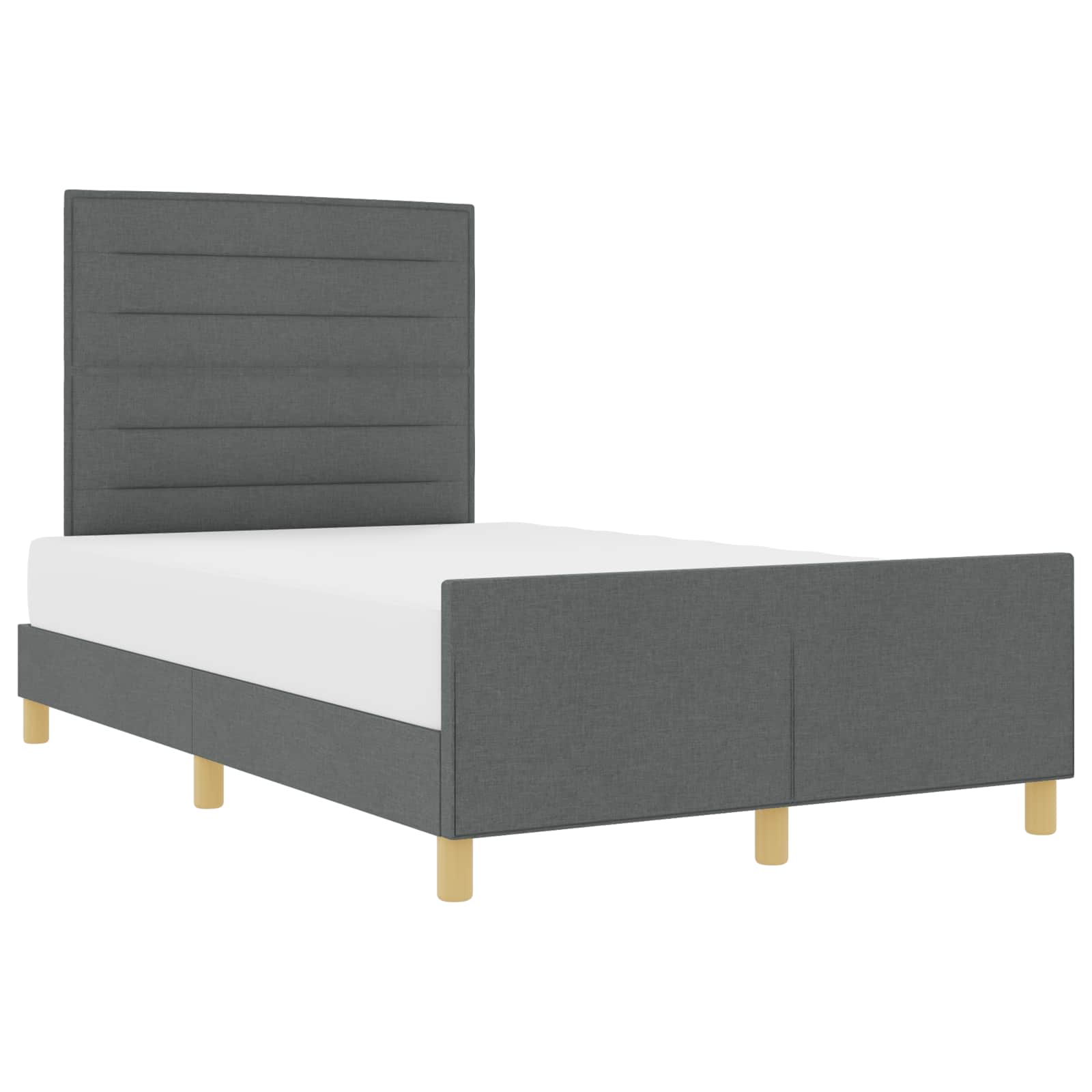 Cadre de lit avec tête de lit Gris foncé 140 x 190 cm tissu - XIOS