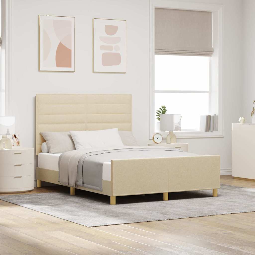 Cadre de lit avec tête de lit Crème 140 x 200 cm tissu - XIOS