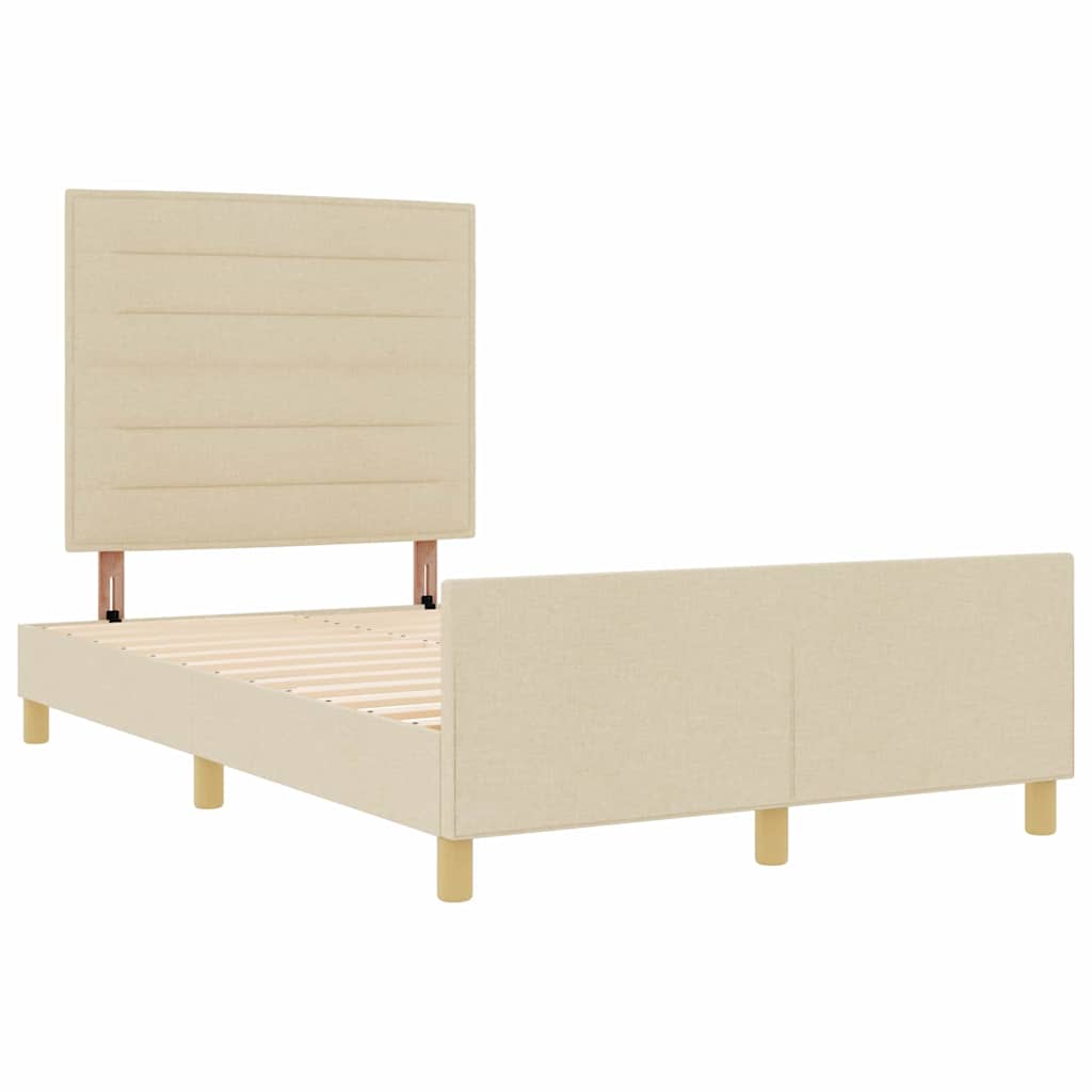 Cadre de lit avec tête de lit Crème 140 x 200 cm tissu - XIOS