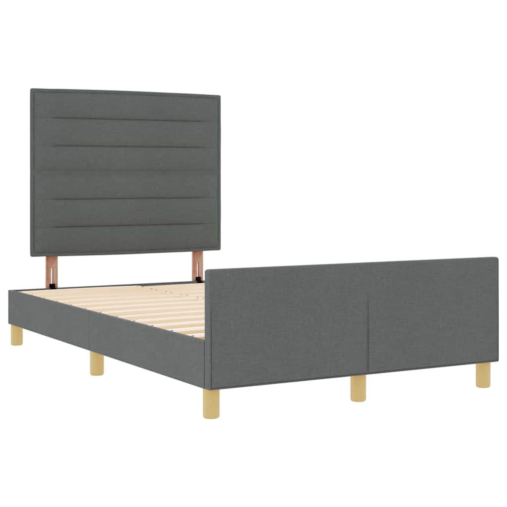 Cadre de lit avec tête de lit Gris foncé 160 x 200 cm tissu - XIOS