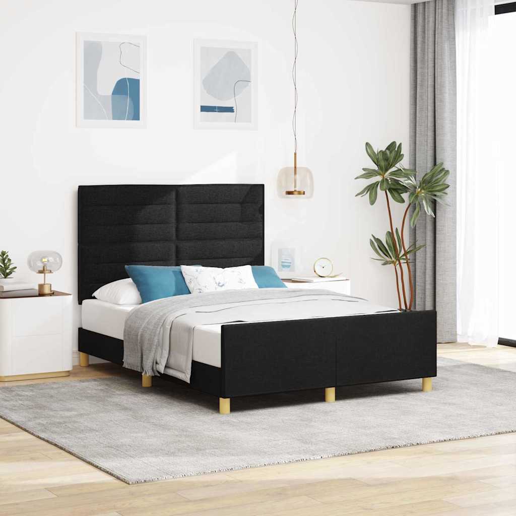 Cadre de lit avec tête de lit Noir 160 x 200 cm tissu - XIOS