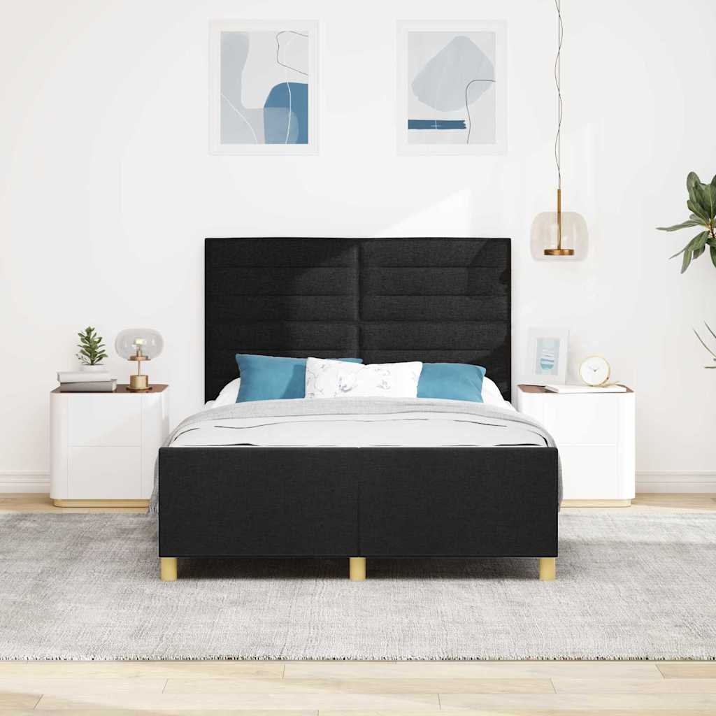 Cadre de lit avec tête de lit Noir 160 x 200 cm tissu - XIOS