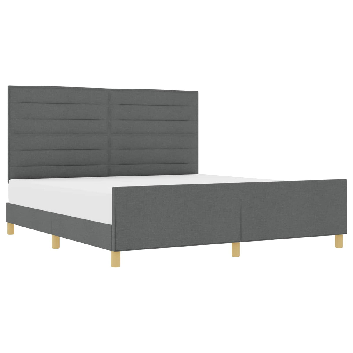 Cadre de lit avec tête de lit Gris foncé 180 x 200 cm tissu
