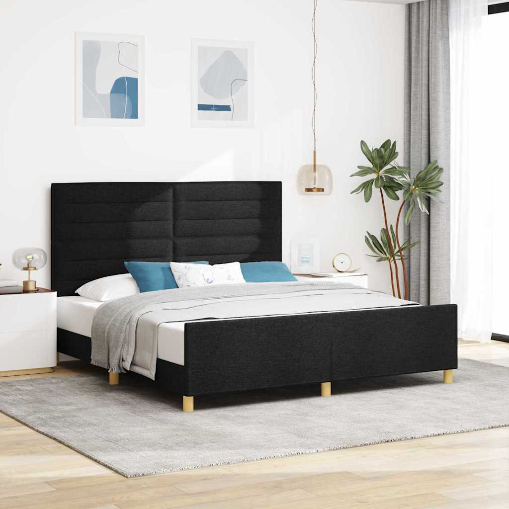 Cadre de lit avec tête de lit Noir 180 x 200 cm tissu - XIOS