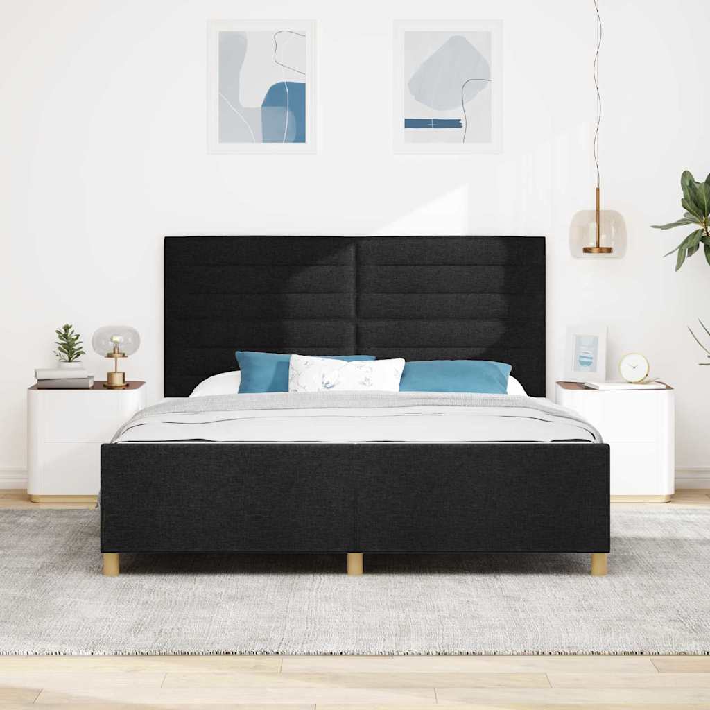Cadre de lit avec tête de lit Noir 180 x 200 cm tissu - XIOS