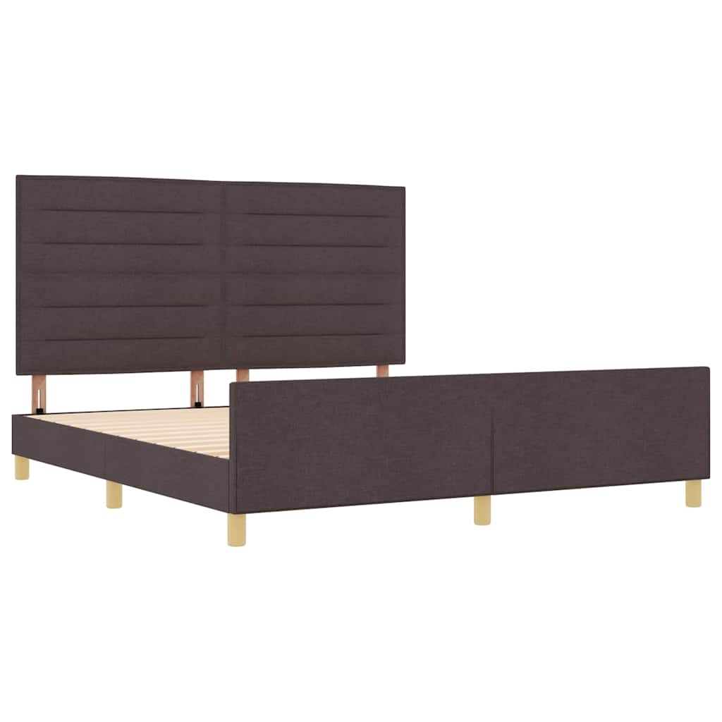 Cadre de lit avec tête de lit Marron foncé 180 x 200 cm tissu