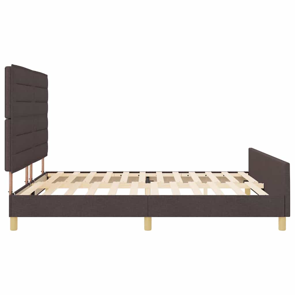 Cadre de lit avec tête de lit Marron foncé 180 x 200 cm tissu