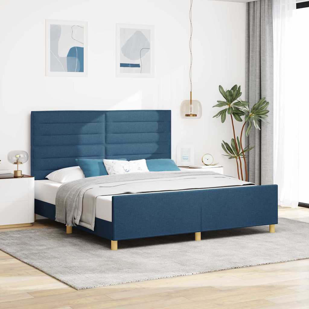 Cadre de lit avec tête de lit Bleu 180 x 200 cm tissu - XIOS