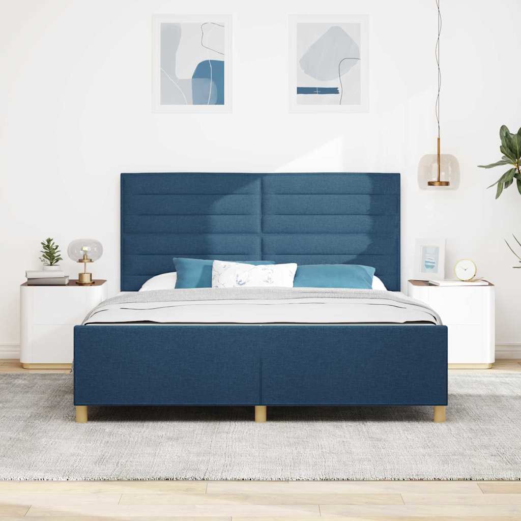Cadre de lit avec tête de lit Bleu 180 x 200 cm tissu - XIOS