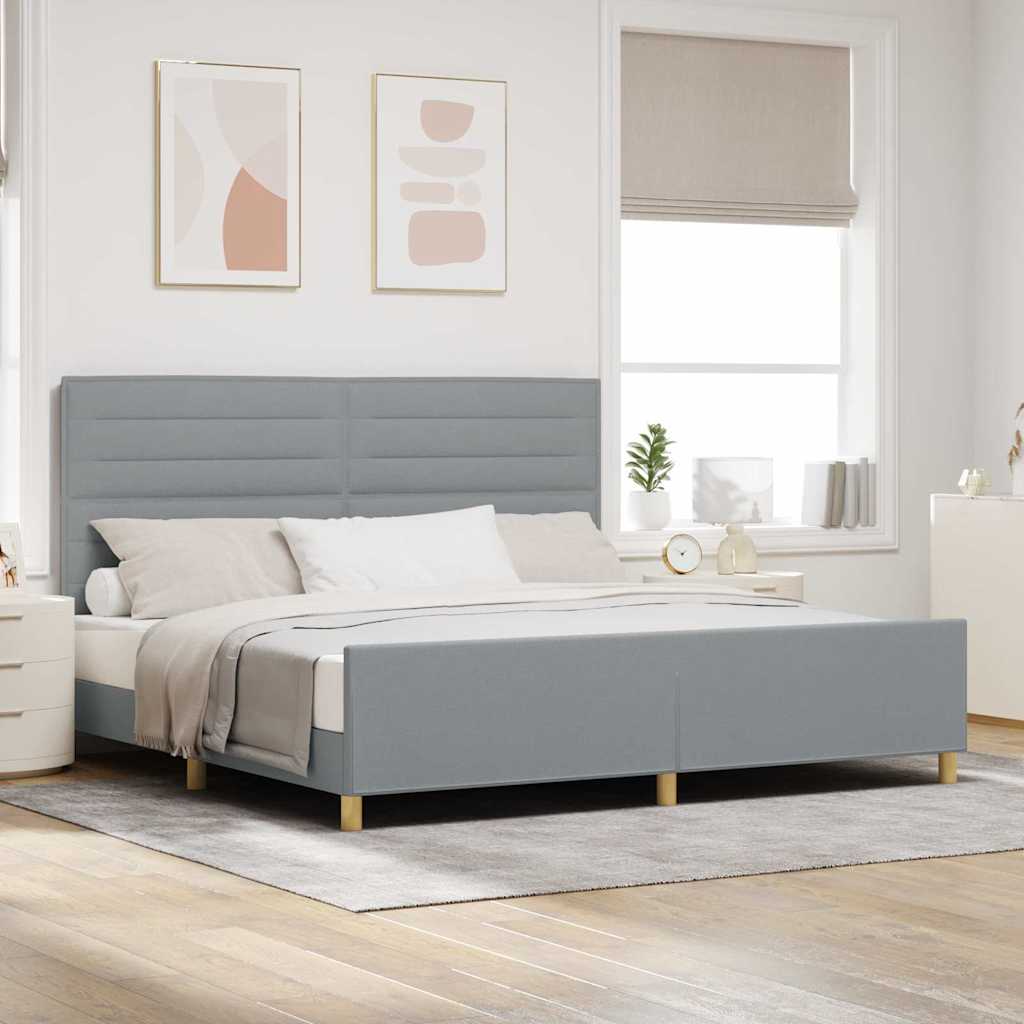 Cadre de lit avec tête de lit Gris clair 200 x 200 cm tissu - XIOS