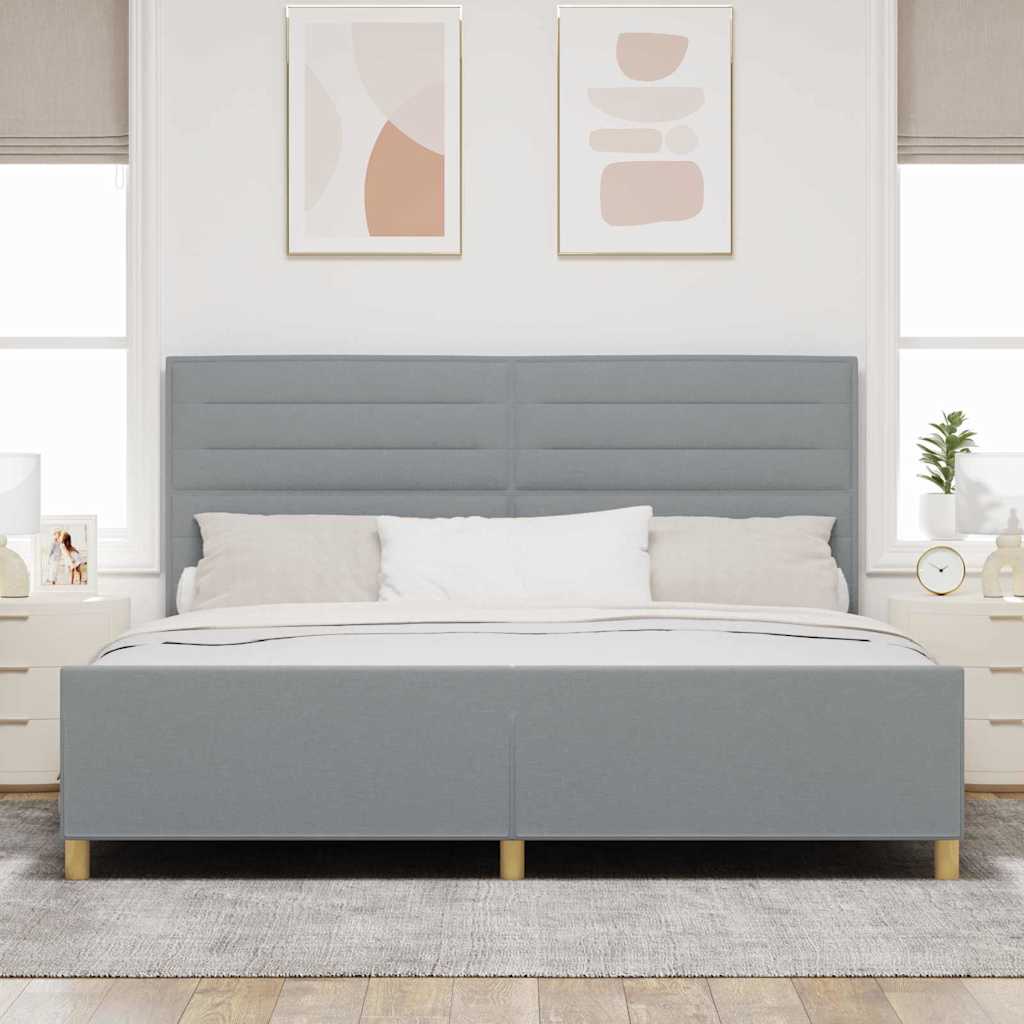 Cadre de lit avec tête de lit Gris clair 200 x 200 cm tissu - XIOS