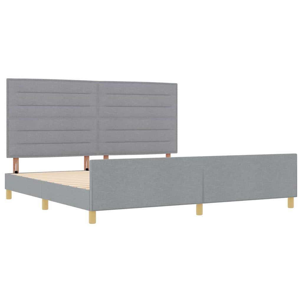 Cadre de lit avec tête de lit Gris clair 200 x 200 cm tissu - XIOS