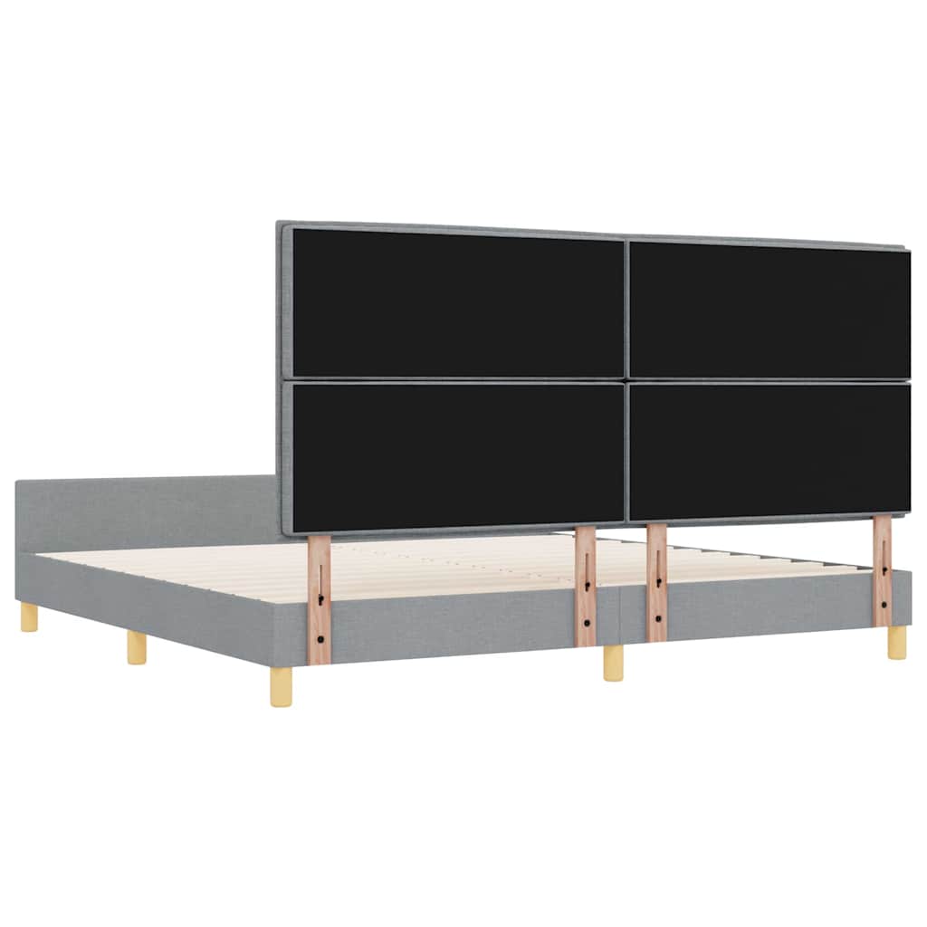 Cadre de lit avec tête de lit Gris clair 200 x 200 cm tissu - XIOS