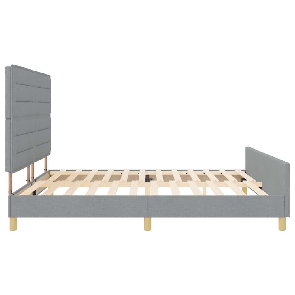 Cadre de lit avec tête de lit Gris clair 200 x 200 cm tissu - XIOS