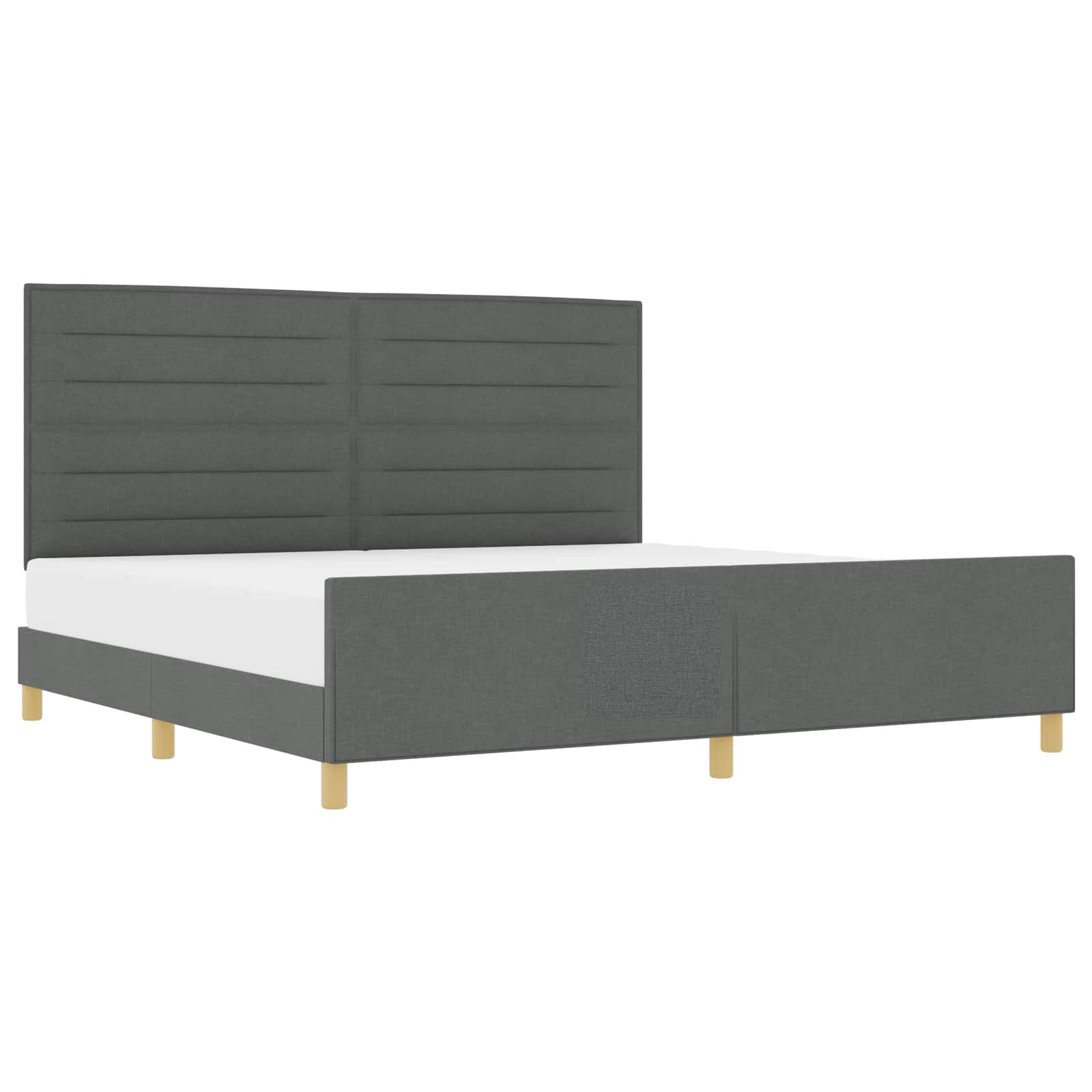 Cadre de lit avec tête de lit Gris foncé 200 x 200 cm tissu - XIOS