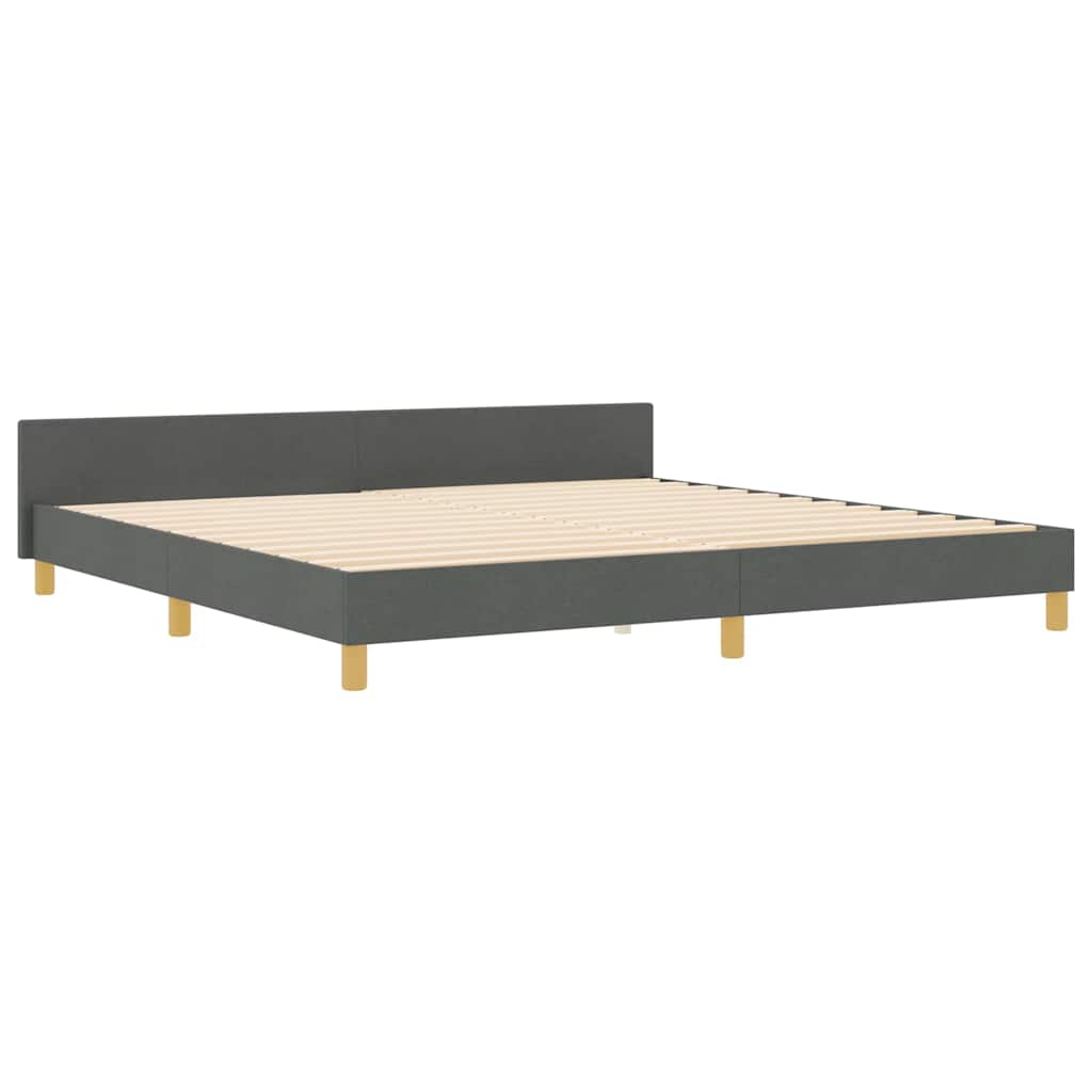 Cadre de lit avec tête de lit Gris foncé 200 x 200 cm tissu - XIOS