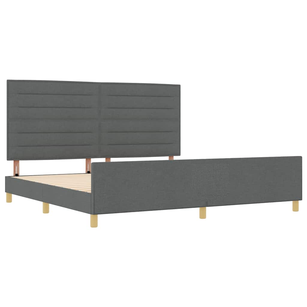Cadre de lit avec tête de lit Gris foncé 200 x 200 cm tissu - XIOS