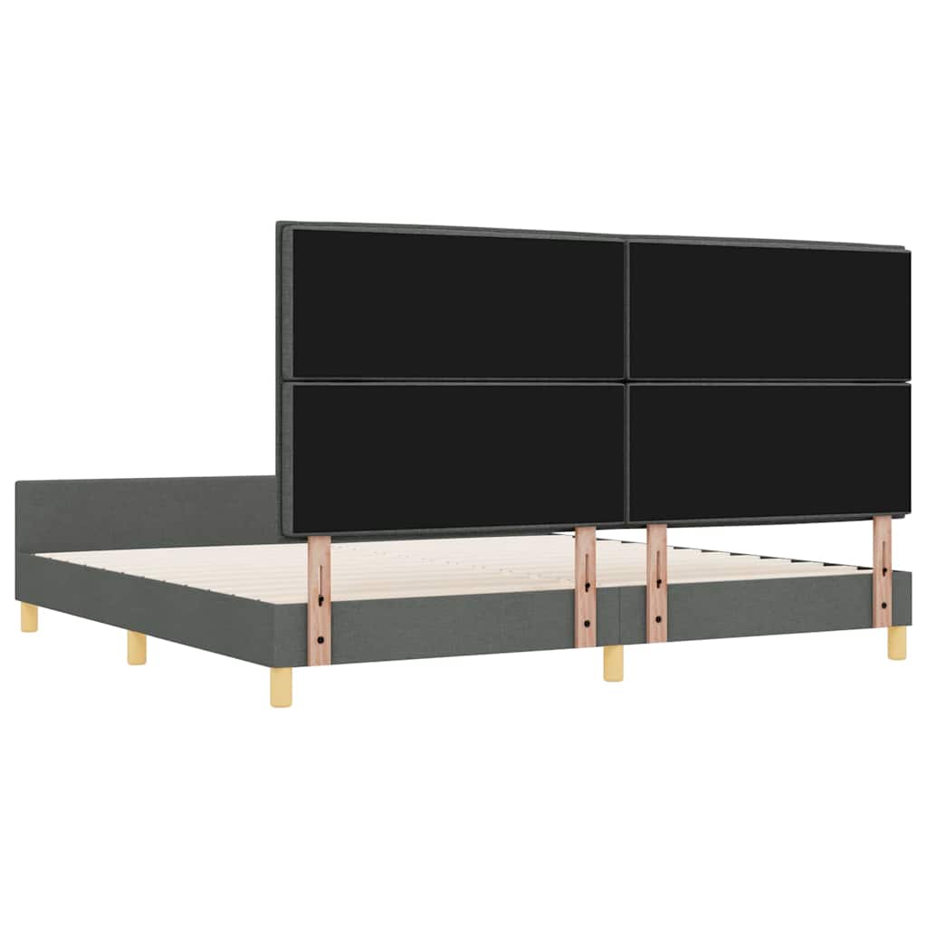 Cadre de lit avec tête de lit Gris foncé 200 x 200 cm tissu - XIOS