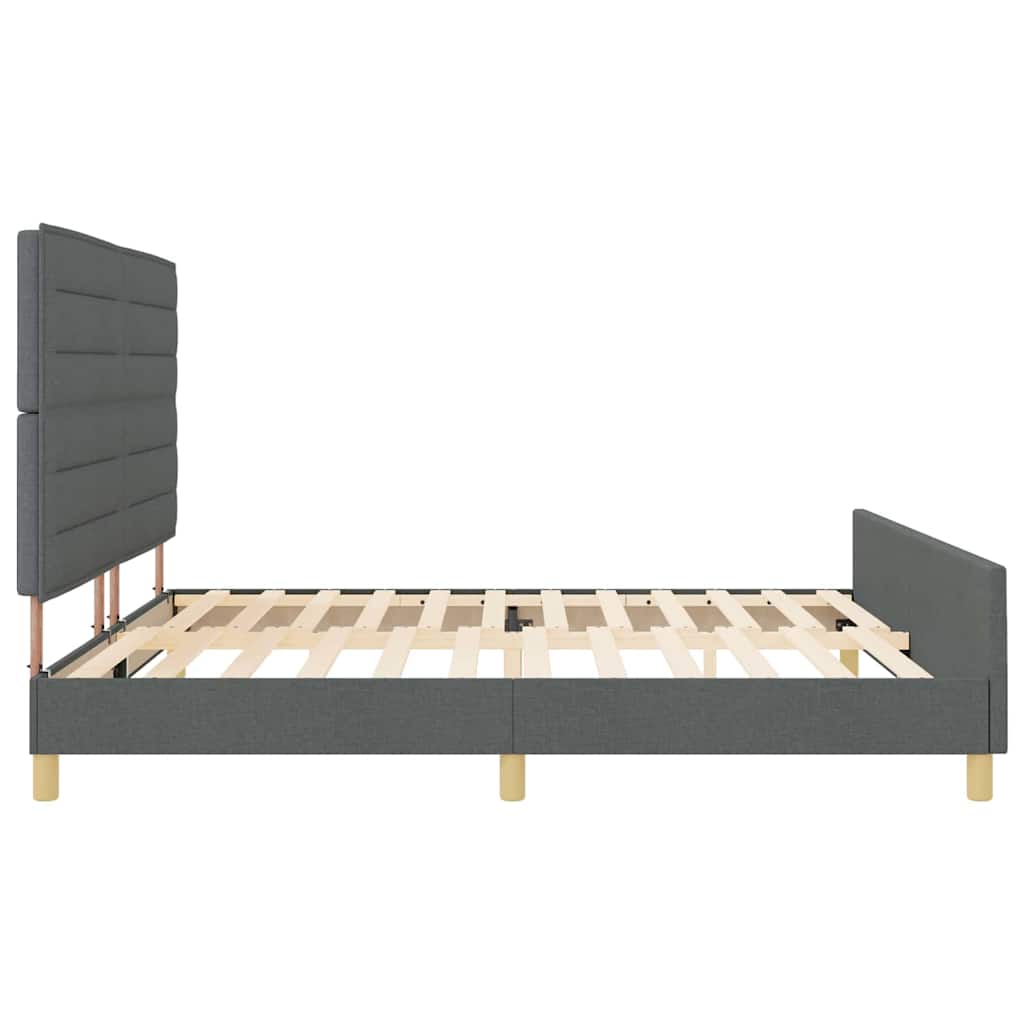 Cadre de lit avec tête de lit Gris foncé 200 x 200 cm tissu - XIOS