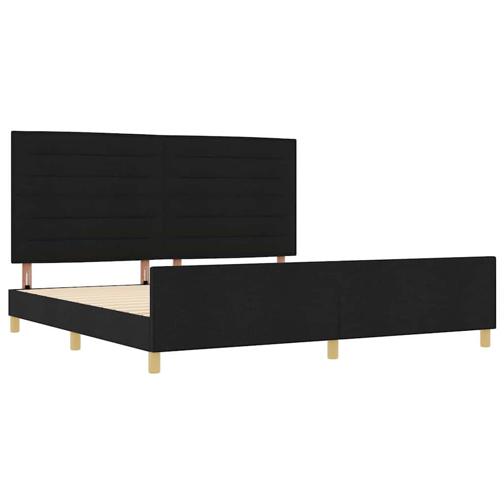 Cadre de lit avec tête de lit Noir 200 x 200 cm tissu - XIOS