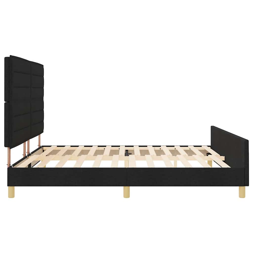 Cadre de lit avec tête de lit Noir 200 x 200 cm tissu - XIOS