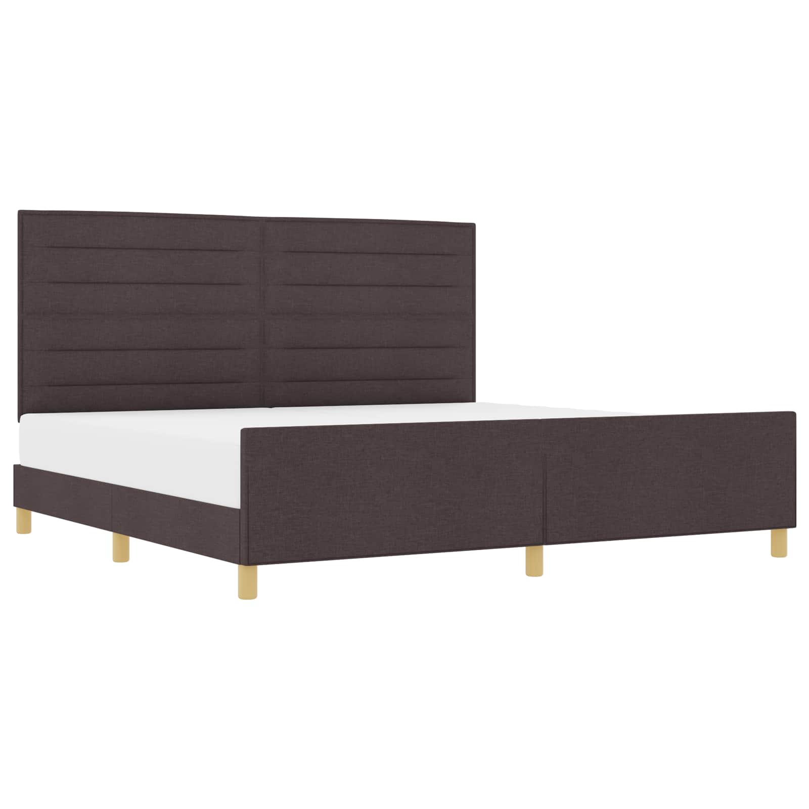 Cadre de lit avec tête de lit Marron foncé 200 x 200 cm tissu - XIOS