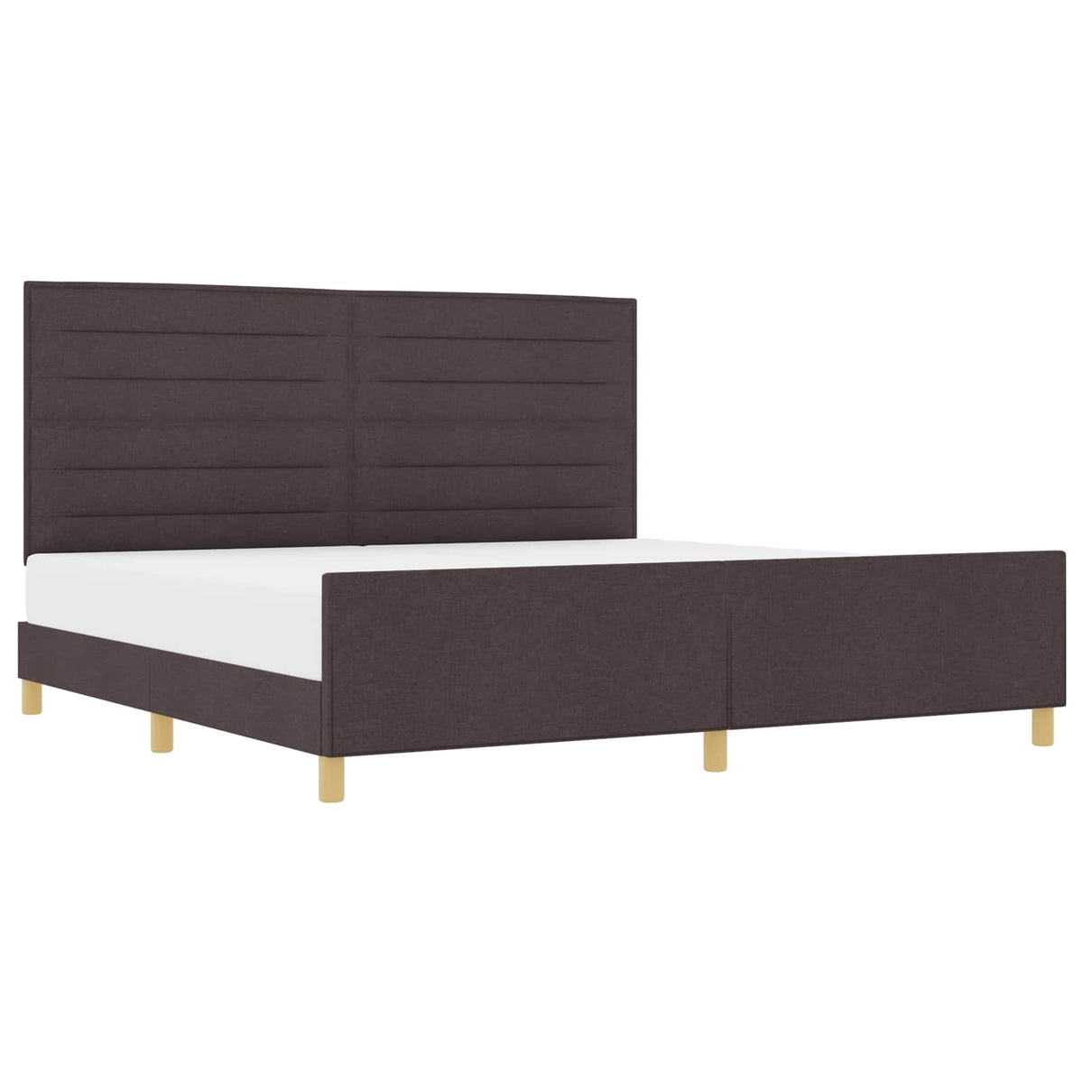 Cadre de lit avec tête de lit Marron foncé 200 x 200 cm tissu