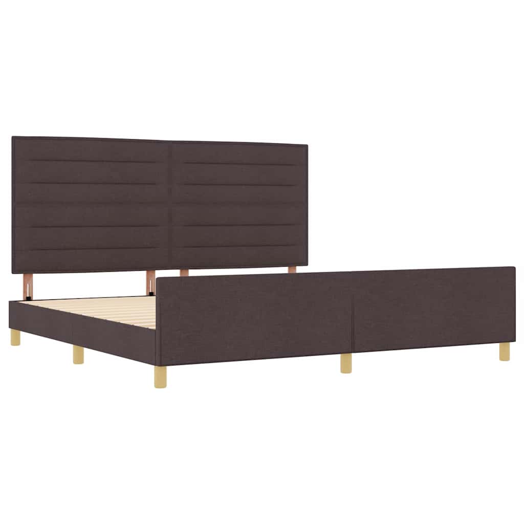 Cadre de lit avec tête de lit Marron foncé 200 x 200 cm tissu - XIOS
