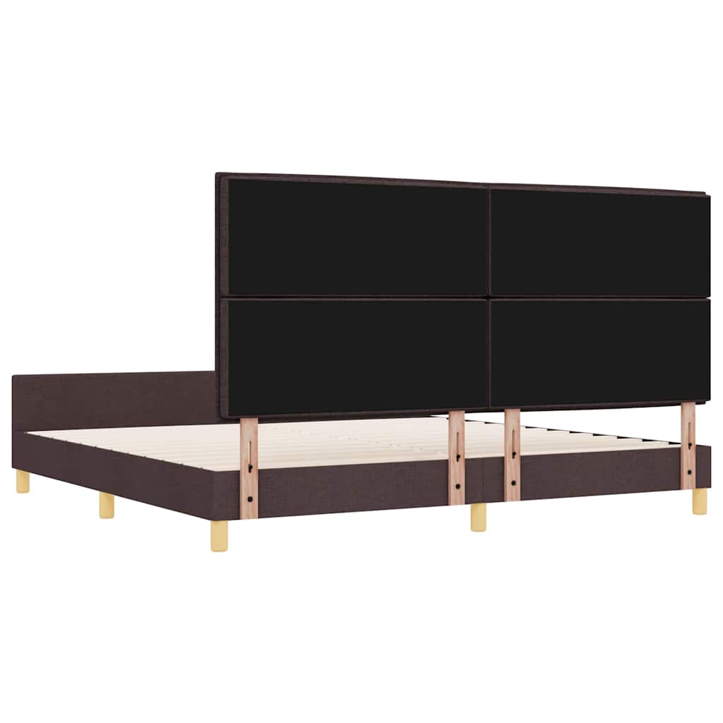 Cadre de lit avec tête de lit Marron foncé 200 x 200 cm tissu