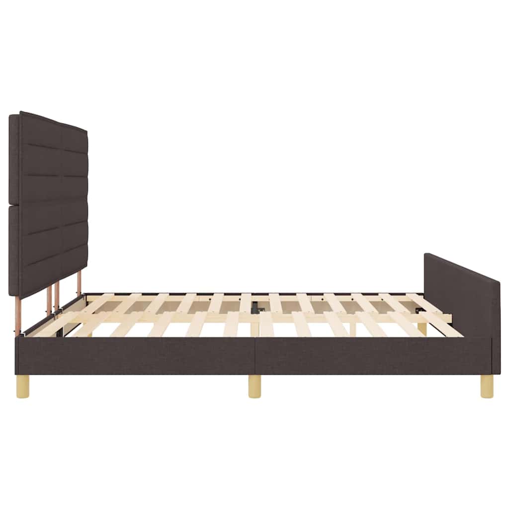 Cadre de lit avec tête de lit Marron foncé 200 x 200 cm tissu - XIOS