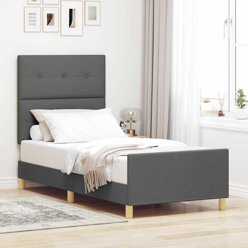 Cadre de lit avec tête de lit Gris foncé 80 x 200 cm tissu - XIOS