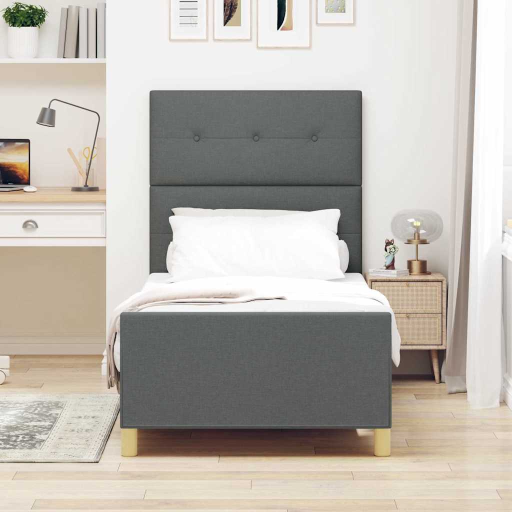 Cadre de lit avec tête de lit Gris foncé 80 x 200 cm tissu - XIOS